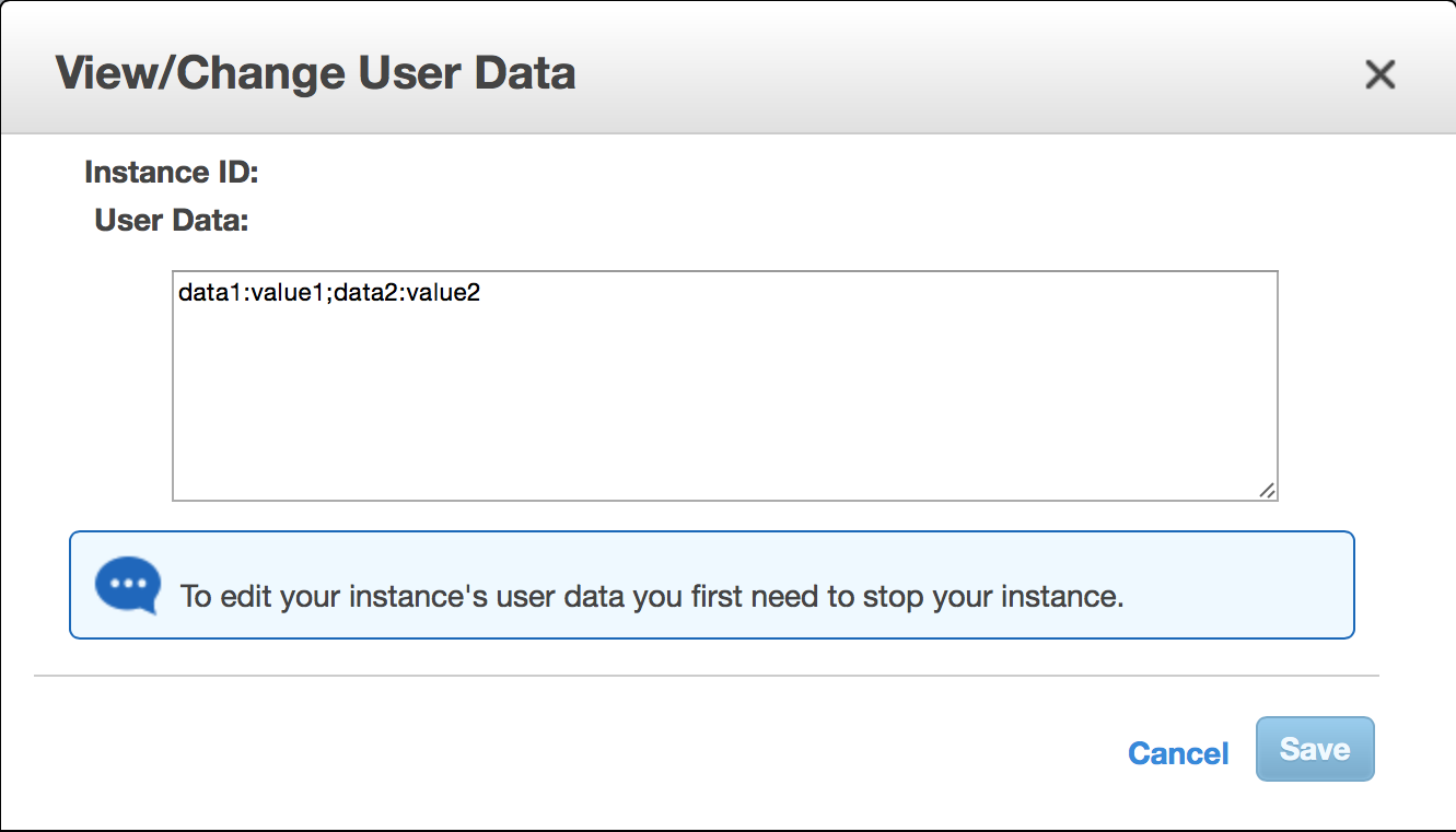 User data in the management console